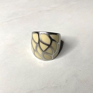 Silver and Light Yellow Ring